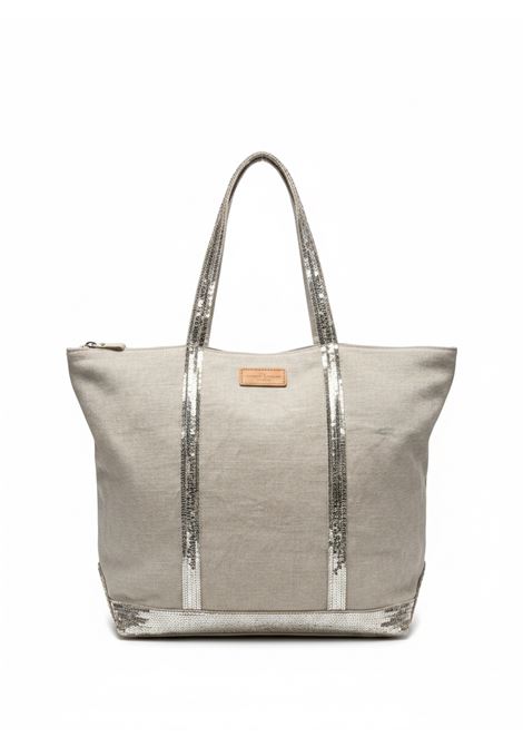 Linen Cabas L Tote Bag with Sequins and Zip - Sable Vanessa Bruno |  | 0PVE31-V40409018